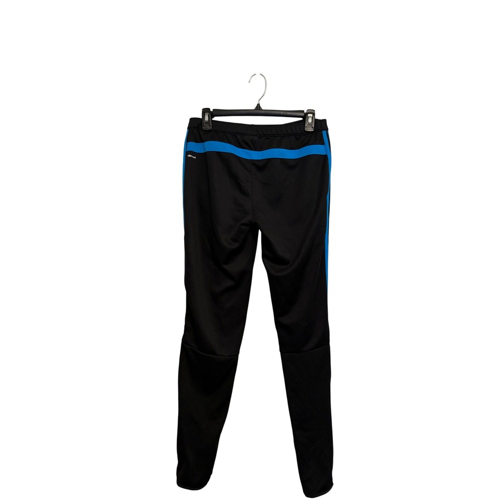 Adidas Womens Track Pants Black‎ Blue ClimaCool Athletic Zip Pockets Sz M - Picture 2 of 10
